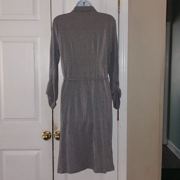 Jones of New York Signature gray belted t-shirt style comfy casual dress Sz M - Picture 4 of 5